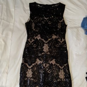 Calvin Klein Black Lace & Sequin Formal Dress